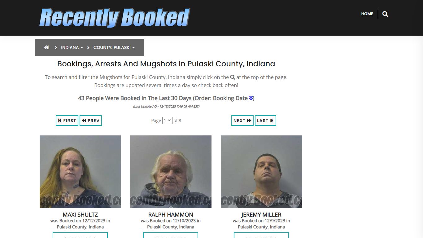 Recent bookings, Arrests, Mugshots in Pulaski County, Indiana