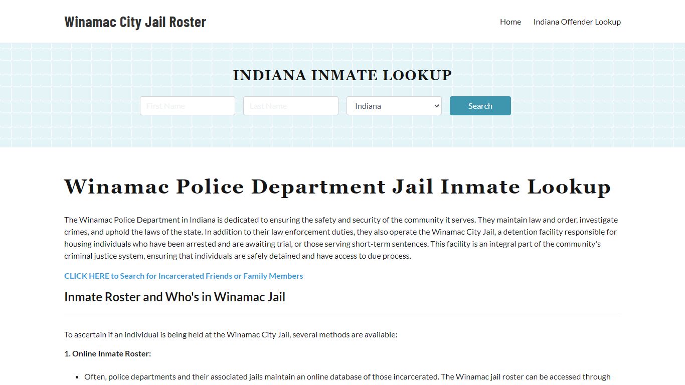 Winamac City Jail & Police Department, IN Inmate Roster, Recent Arrests ...